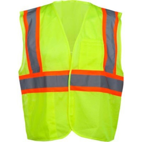 Gss Safety GSS Safety 1003 Standard Class 2 Mesh Hook & Loop Safety Vest, Lime, 4XL 1003-4XL